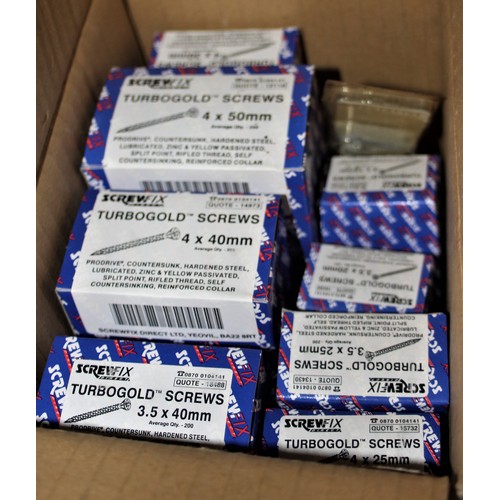 One Box containing a selection of Screwfix Turbogold Screws 5 70mm, 4