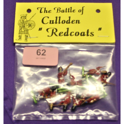 62 - Small Pack of Ten Hand Painted 1/87 Battle of Culloden series. Redcoats