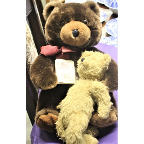 61 - A Harrods 1990 Teddy Bear with Labels Attached in Excellent Condition Plus a Jointed, Limbed 'TY' Be... 