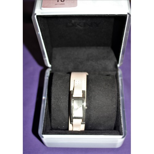 32 - BNIB Ladies' DKNY Wrist Watch with Broad Pink Strap