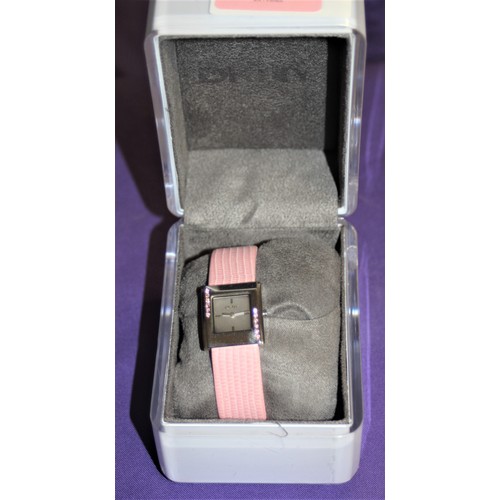 44 - BNIB Ladies' DKNY Wrist Watch with Pink Strap