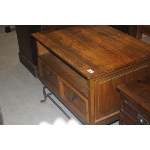 232 - Wooden Rustic Cabinet ON wrought Iron Legs