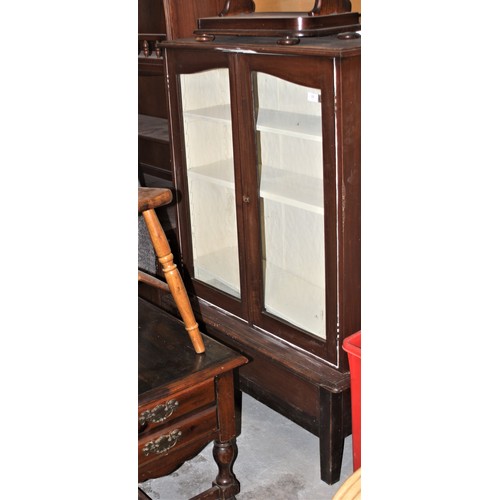 254 - Mahogany Three-Shelf Glazed Bookcase having Integral Shelf Supports and an Under-Drawer - 3 Ft Wide ... 