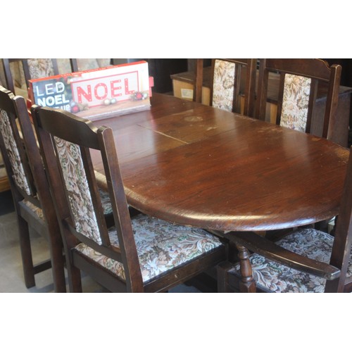 100 - Waring & Gillow D-End Mahogany Dining Table, with Six Chairs (4 + 2) and Sideboard