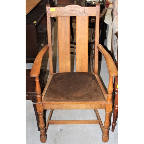 16 - Oak Carver Chair with Turned Legs