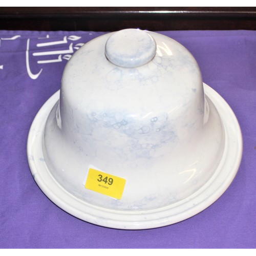 349 - White and Blue Porcelain Cheese Bell