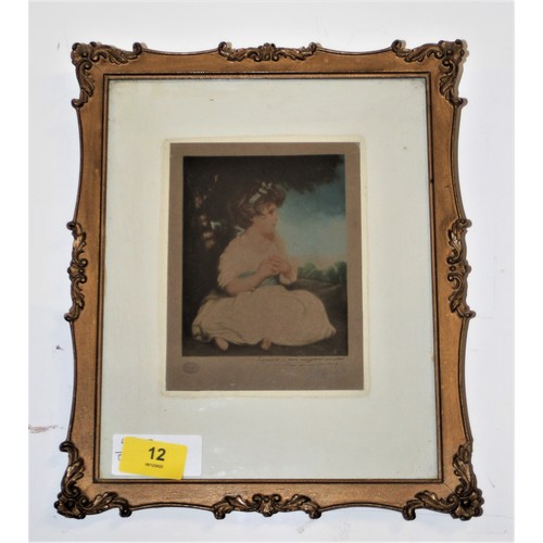 12 - Small Gilt Framed Embossed Mezzo-tint Engraving Signed by G N Hecter (?)