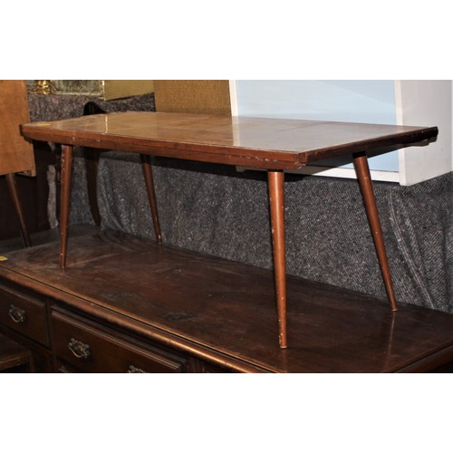 268 - Mid-Century Modern Long, Slim, Teak Coffee Table on Sputnik Legs