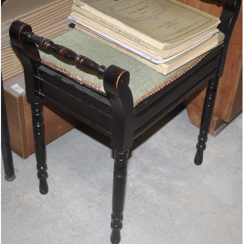 24 - Lift-Top Piano Stool with a Green Top