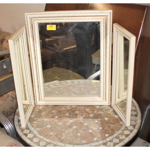 257 - Three Fold Dressing table Mirror in Cream and Gilt