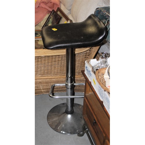 238 - Adjustable Chrome and Black Vinyl-Seated Bar Stool with Foot-Rest