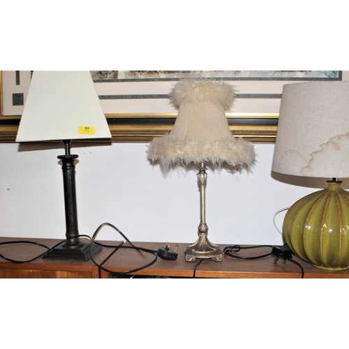 60 - Three Assorted Table Lamps with Shades