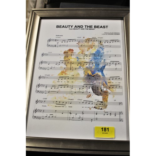 181 - Framed Beauty and the Beast Music Score Poster