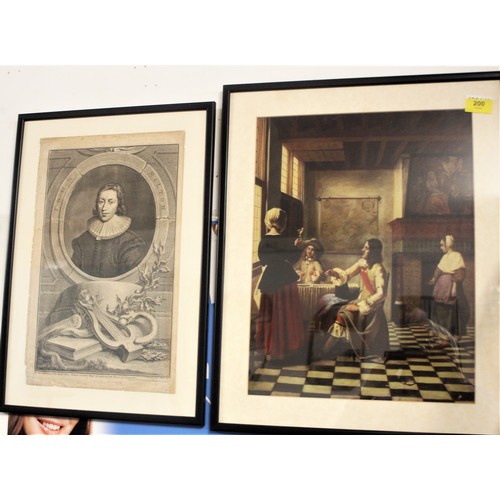 200 - A Framed Engraving Print of John Milton and a Framed Print of 