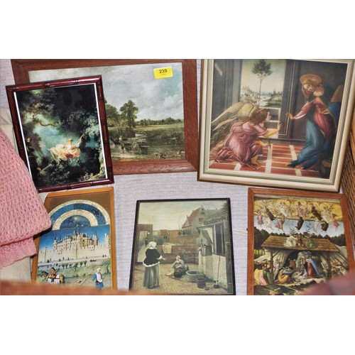 239 - A Selection of Small Framed Pictures of Classical Art by Botticelli, de Hooch, and John Constable's ... 