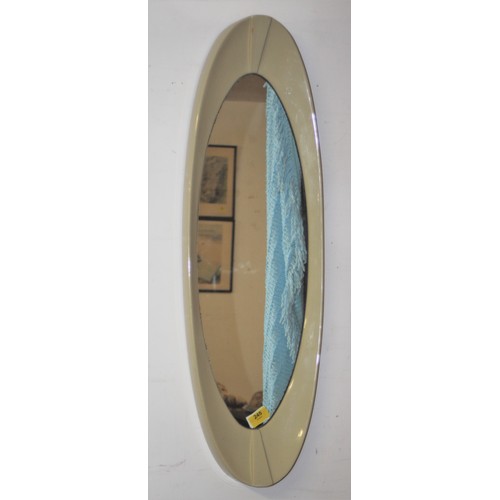 245 - 1970s Long Oval Plastic Molded Bathroom Mirror with Vertical and Horizontal Fixings