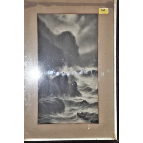 280 - Framed Picture (Waves Crashing on Rocks)