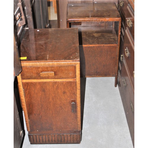 260 - Two Bedside Cabinet: One in Oak and One Art Deco in Walnut Veneer