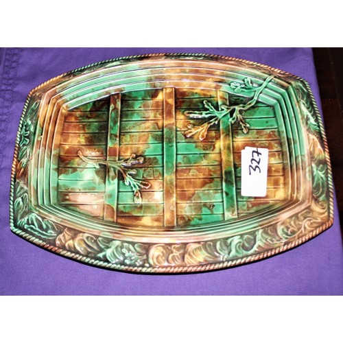 327 - A Wedgwood Victorian Majolica Serving Tray on Mottled Greens and Browns molded in High Relief. Appro... 