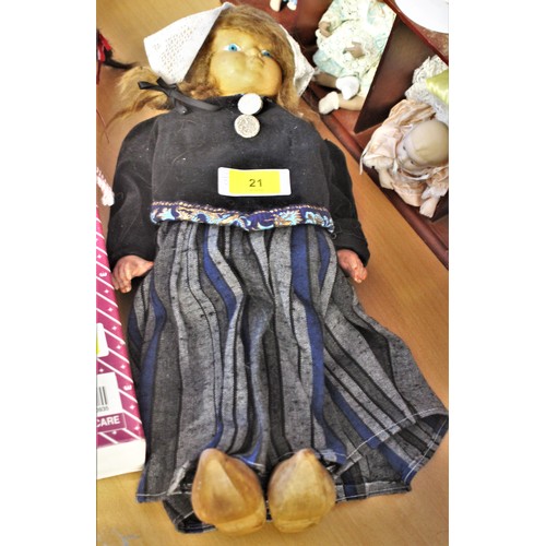21 - Vintage Dutch Doll with Wooden Body and Clogs