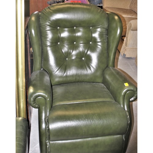 59 - Sherborne Wingback Chair and Footstool in Green Leather