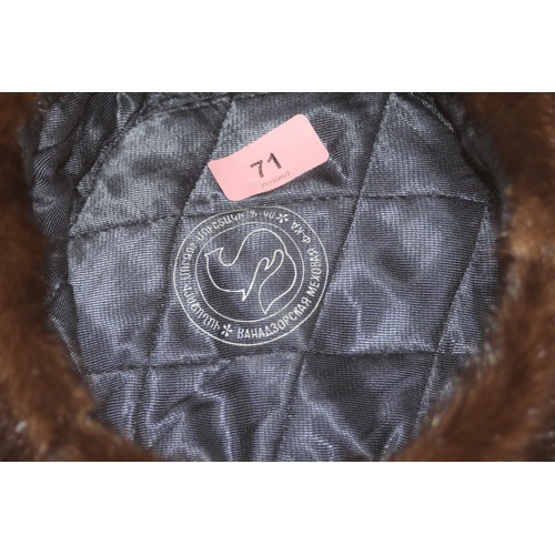 71 - Eastern European Fur Hat Made with Quilted Interior - for Manufacturer's Logo see Photographs