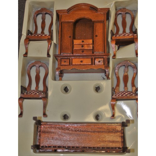 18 - One Box of Doll's House Furniture including Tallboy, Four Dining Chairs on Cabriole Legs and a Six D... 