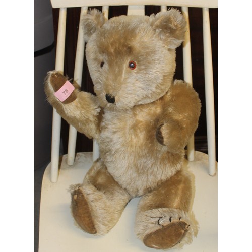 78 - A Jointed (Mohair) Teddy with Plastic Eyes (has repair to back of neck)