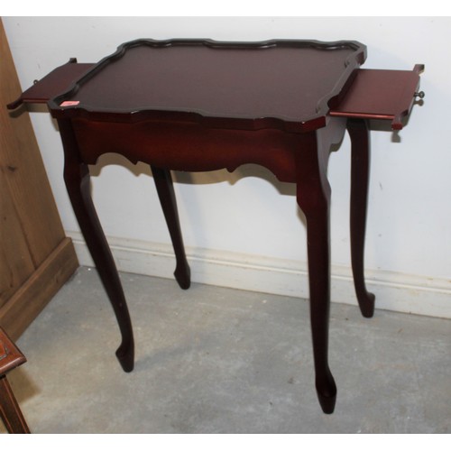 58 - Chinese-Lacquered Irregular Shaped Occasional Table having Two Brushing Slides and Pie-Crust Top
