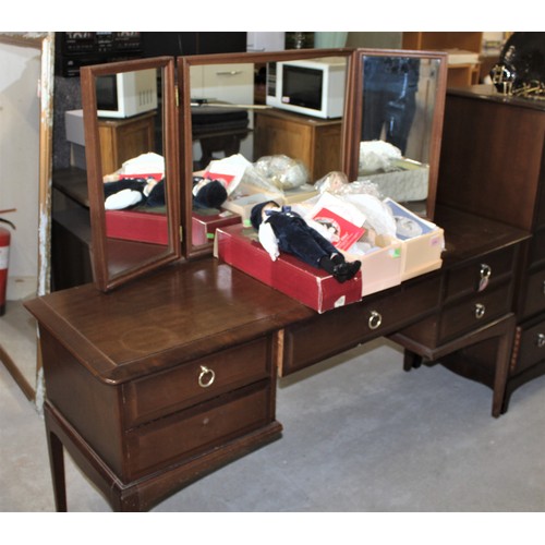 57 - Stag Dressing Table having Three-Fold Mirror (some Handles missing/replaced and top is stained)