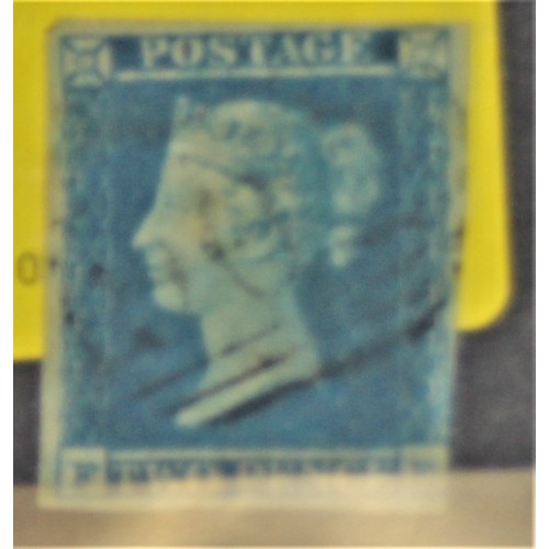 50 - One Used 1841 Two-Penny Blue Stamp Black Postmark