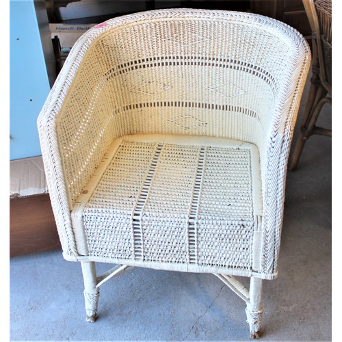 60 - Wicker Chair (over-painted in White)
