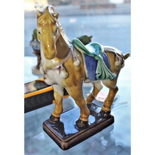 92 - A Glazed Ornamental Tang Fighting Horse - Hand-Crafted in Beipei, Central China