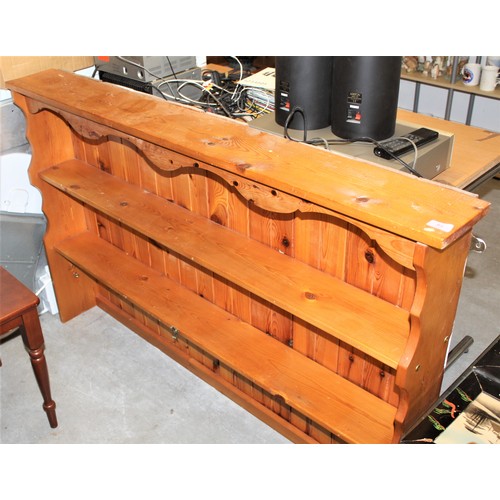 63 - Pine Wall-Hanging Two-Shelf Plate Rack/Dresser Top