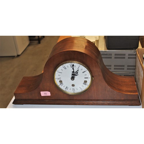 72 - A Stuart Sykes Kendal Mahogany-Framed Mantle Clock (with Key)