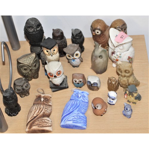97 - Collection of Novelty Miniature Owls - Porcelain, Pottery, Candles, etc