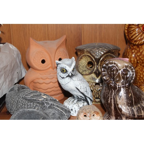 98 - Collection of Stoneware and Pottery Ornamental Owls