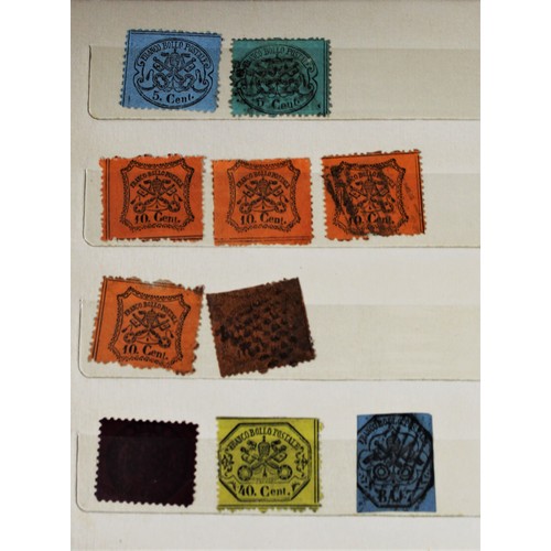 8 - A6 Stockbook of Roman States Stamps (approx 40, German State of Saxony and Hamburg, Hanover (1850), ... 