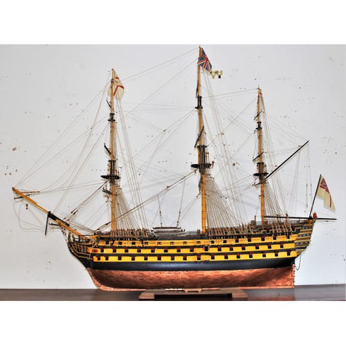 55 - Large Scale Wooden Model on Plinth of HMS Victory 42