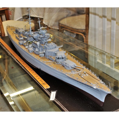 54 - Large Scale Wooden Model on Plinth of KM BISMARK 48