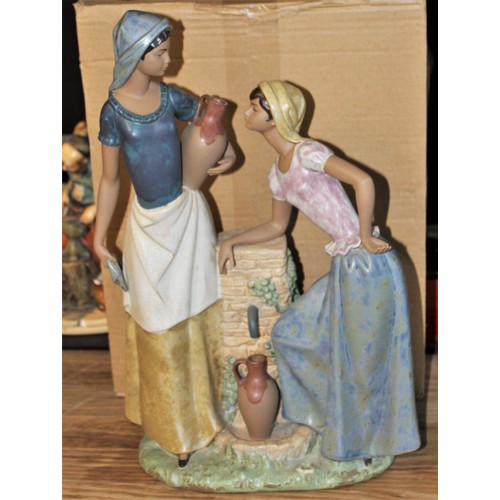 25 - Tall Nao Figurine:  Two Girls talking at a Well (16