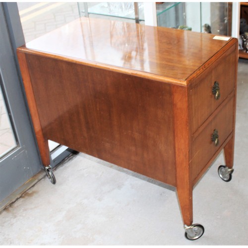 142 - Light Mahogany Cutlery Cabinet on Wheels with Drawers either side