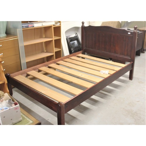 162 - Solid Pine Small Double Bed (With Headboard and Slats) and Mattress (optional)