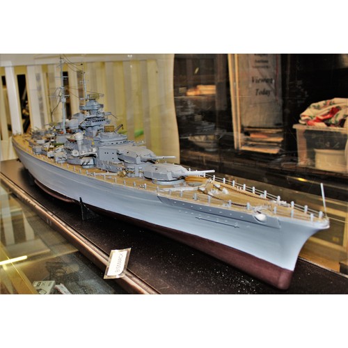 54 - Large Scale Wooden Model on Plinth of KM BISMARK 48