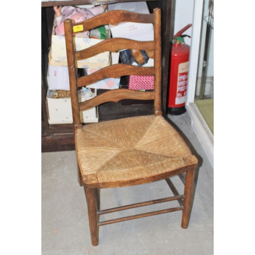 96 - Oak Ribbon-Back Chair having Low-Set Rattan Seat