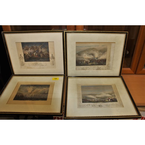 100 - Four Framed and Mounted Peninsular War Engravings (under glass)