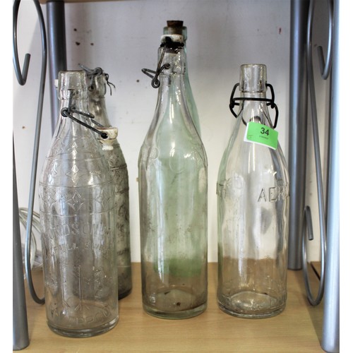 34 - Five Vintage Bottles with Ceramic Stoppers (Liverpool/Manchester)