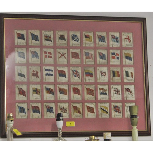 25 - Framed Set of  45 Kensitas Cigarette Silks  (Flags)