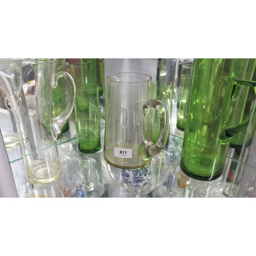 84 - Three Cordial Jugs (One with Set of Two Coloured Cordial Tumblers)