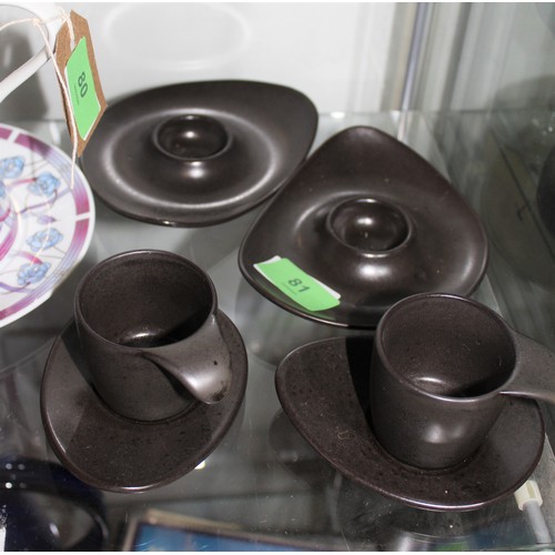 81 - An ASA Expresso Set: Two Egg Cup/Plates, Two Cups and Two Saucers